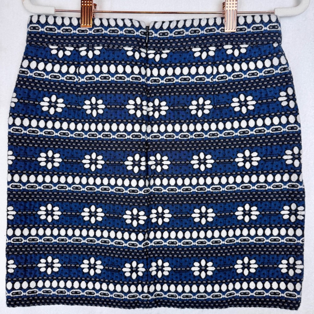 J.Crew Blue White Woven Jacquard Floral Mini Skirt Preppy Coastal Womens 2 - Picture 2 of 7